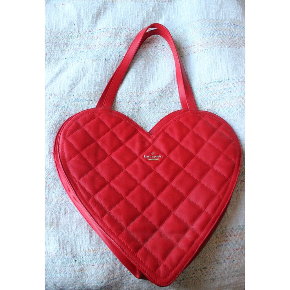 Kate Spade Red Heart Quilted Leather Shoulder Bag Purse